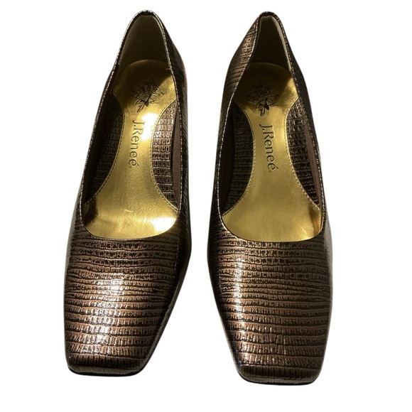 J. Renee Women's Mary Pump Cognac Size 6W Lizard Print - Picture 2 of 10